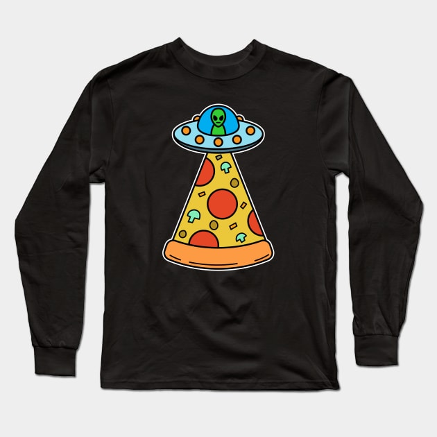 Alien Pizza Long Sleeve T-Shirt by rudypagnel